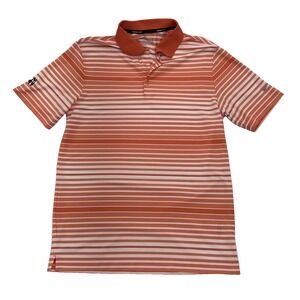 NIKE GOLF TOUR PERFORMANCE Men Medium Orange Striped DRI-FIT Polo Shirt